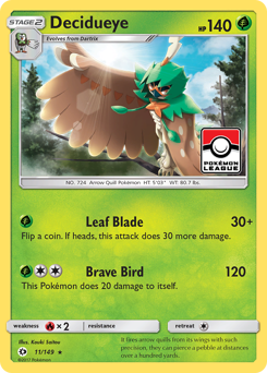 Decidueye, Sun & Moon #11, Pokémon TCG card
