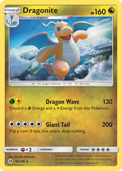 Dragonite, Sun & Moon #96, Pokémon TCG card