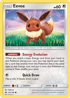Eevee, Sun & Moon #101, Pokémon TCG card