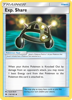 Exp. Share, Sun & Moon #118, Pokémon TCG card