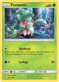 Fomantis, Sun & Moon #14, Pokémon TCG card