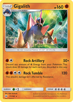 Gigalith, Sun & Moon #71, Pokémon TCG card