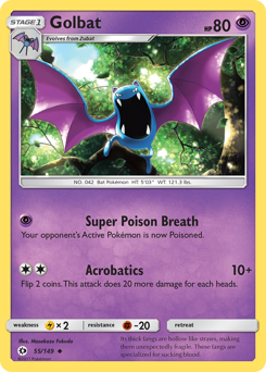 Golbat, Sun & Moon #55, Pokémon TCG card