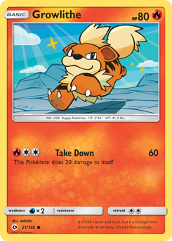 Growlithe, Sun & Moon #21, Pokémon TCG card