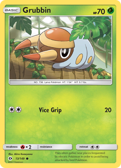 Grubbin, Sun & Moon #13, Pokémon TCG card