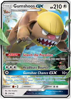 Gumshoos-GX, Sun & Moon #110, Pokémon TCG card