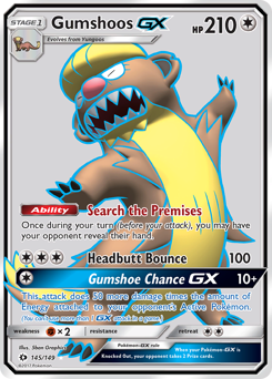 Gumshoos-GX, Sun & Moon #145, Pokémon TCG card
