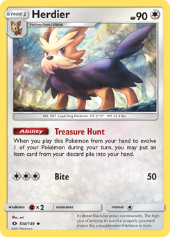 Herdier, Sun & Moon #104, Pokémon TCG card