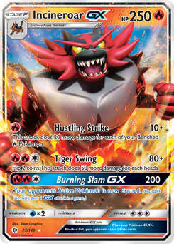 Incineroar-GX, Sun & Moon #27, Pokémon TCG card
