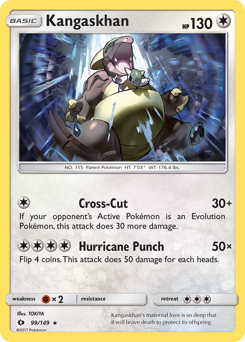 Kangaskhan, Sun & Moon #99, Pokémon TCG card