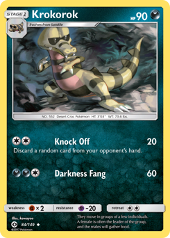 Krokorok, Sun & Moon #84, Pokémon TCG card