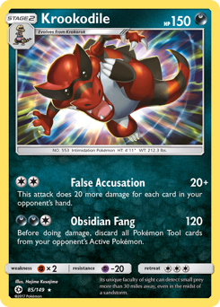 Krookodile, Sun & Moon #85, Pokémon TCG card