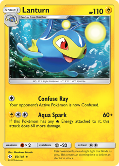 Lanturn, Sun & Moon #50, Pokémon TCG card