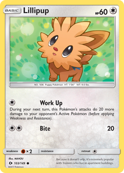 Lillipup, Sun & Moon #103, Pokémon TCG card