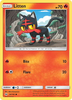 Litten, Sun & Moon #24, Pokémon TCG card