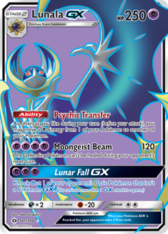 Lunala-GX, Sun & Moon #141, Pokémon TCG card