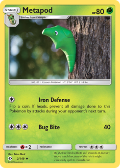 Metapod, Sun & Moon #2, Pokémon TCG card