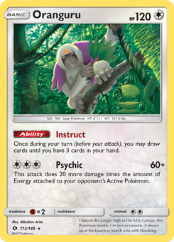 Oranguru, Sun & Moon #113, Pokémon TCG card
