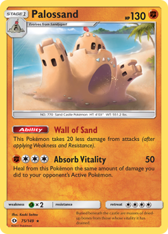 Palossand, Sun & Moon #75, Pokémon TCG card