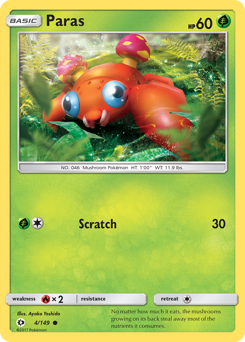 Paras, Sun & Moon #4, Pokémon TCG card