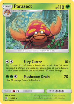 Parasect, Sun & Moon #5, Pokémon TCG card