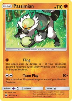 Passimian, Sun & Moon #73, Pokémon TCG card