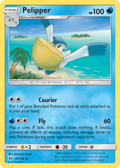 Pelipper, Sun & Moon #38, Pokémon TCG card