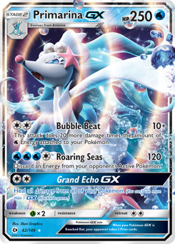 Primarina-GX, Sun & Moon #42, Pokémon TCG card
