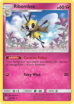 Ribombee, Sun & Moon #93, Pokémon TCG card