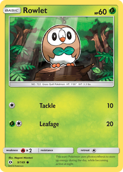Rowlet, Sun & Moon #9, Pokémon TCG card