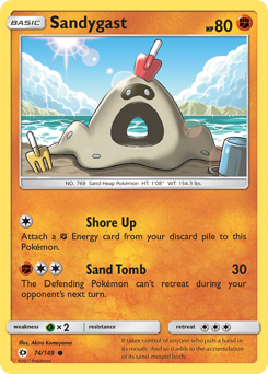 Sandygast, Sun & Moon #74, Pokémon TCG card