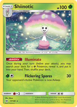 Shiinotic, Sun & Moon #17, Pokémon TCG card