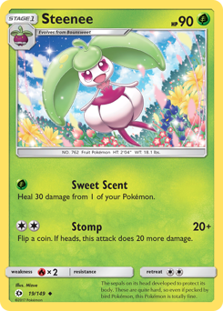 Steenee, Sun & Moon #19, Pokémon TCG card