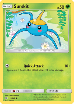 Surskit, Sun & Moon #7, Pokémon TCG card