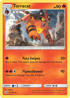 Torracat, Sun & Moon #25, Pokémon TCG card