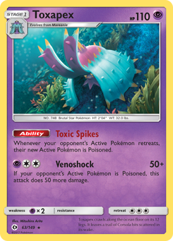 Toxapex, Sun & Moon #63, Pokémon TCG card