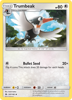 Trumbeak, Sun & Moon #107, Pokémon TCG card