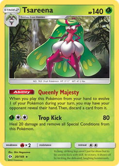 Tsareena, Sun & Moon #20, Pokémon TCG card