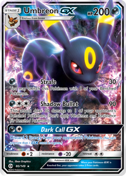 Umbreon-GX, Sun & Moon #80, Pokémon TCG card