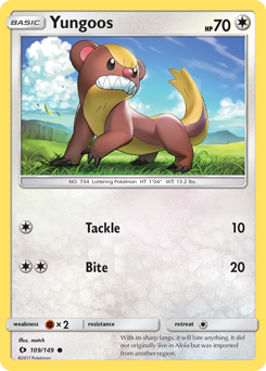 Yungoos, Sun & Moon #109, Pokémon TCG card