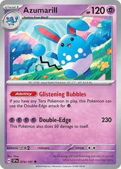 Azumarill, Surging Sparks #74, Pokémon TCG card