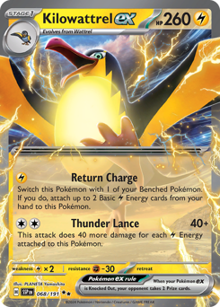 Kilowattrel ex, Surging Sparks #68, Pokémon TCG card