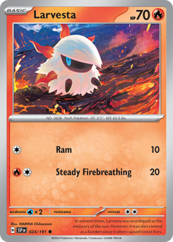 Larvesta, Surging Sparks #24, Pokémon TCG card