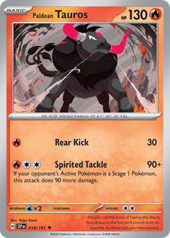 Paldean Tauros, Surging Sparks #18, Pokémon TCG card