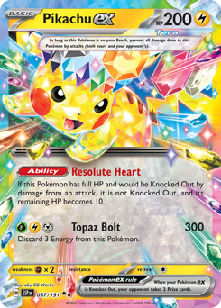Pikachu ex, Surging Sparks #57, Pokémon TCG card
