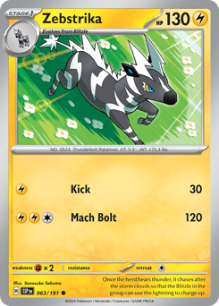 Zebstrika, Surging Sparks #63, Pokémon TCG card