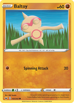 Baltoy, Sword & Shield #102, Pokémon TCG card
