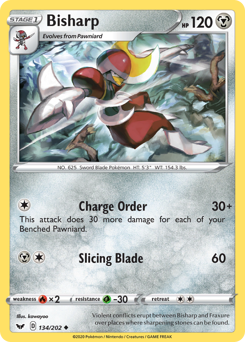 Bisharp, Sword & Shield #134, Pokémon TCG card