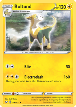 Boltund, Sword & Shield #76, Pokémon TCG card