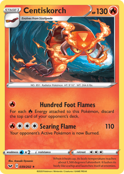 Centiskorch, Sword & Shield #39, Pokémon TCG card